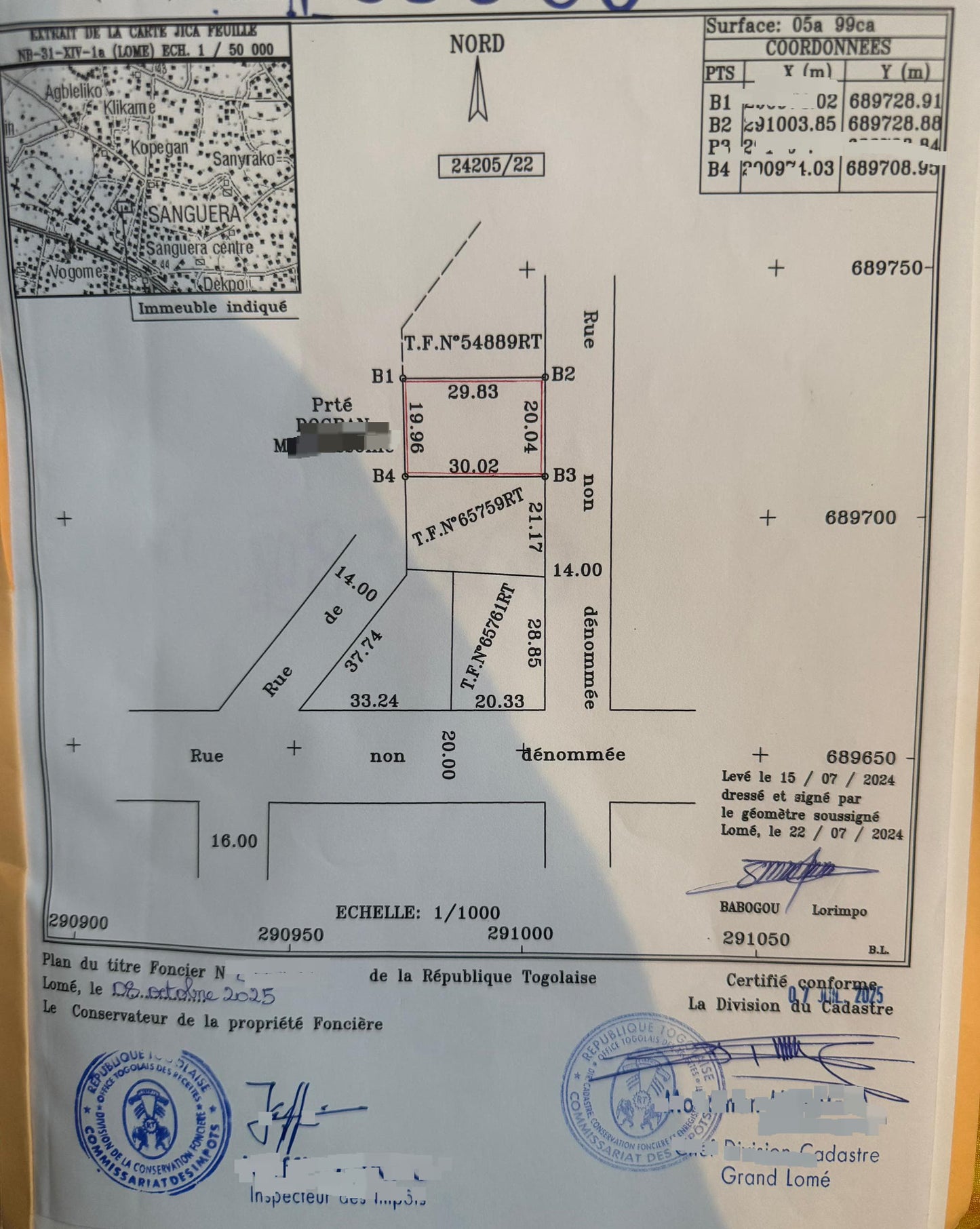 Terrain d'un demi-lot clôturé en vente à Zanguera IPG – 14 millions FCFA