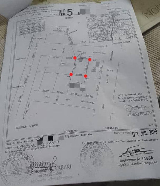 Terrain 1 lot en vente à Agoè Kotokoli Zongo – 26 millions FCFA