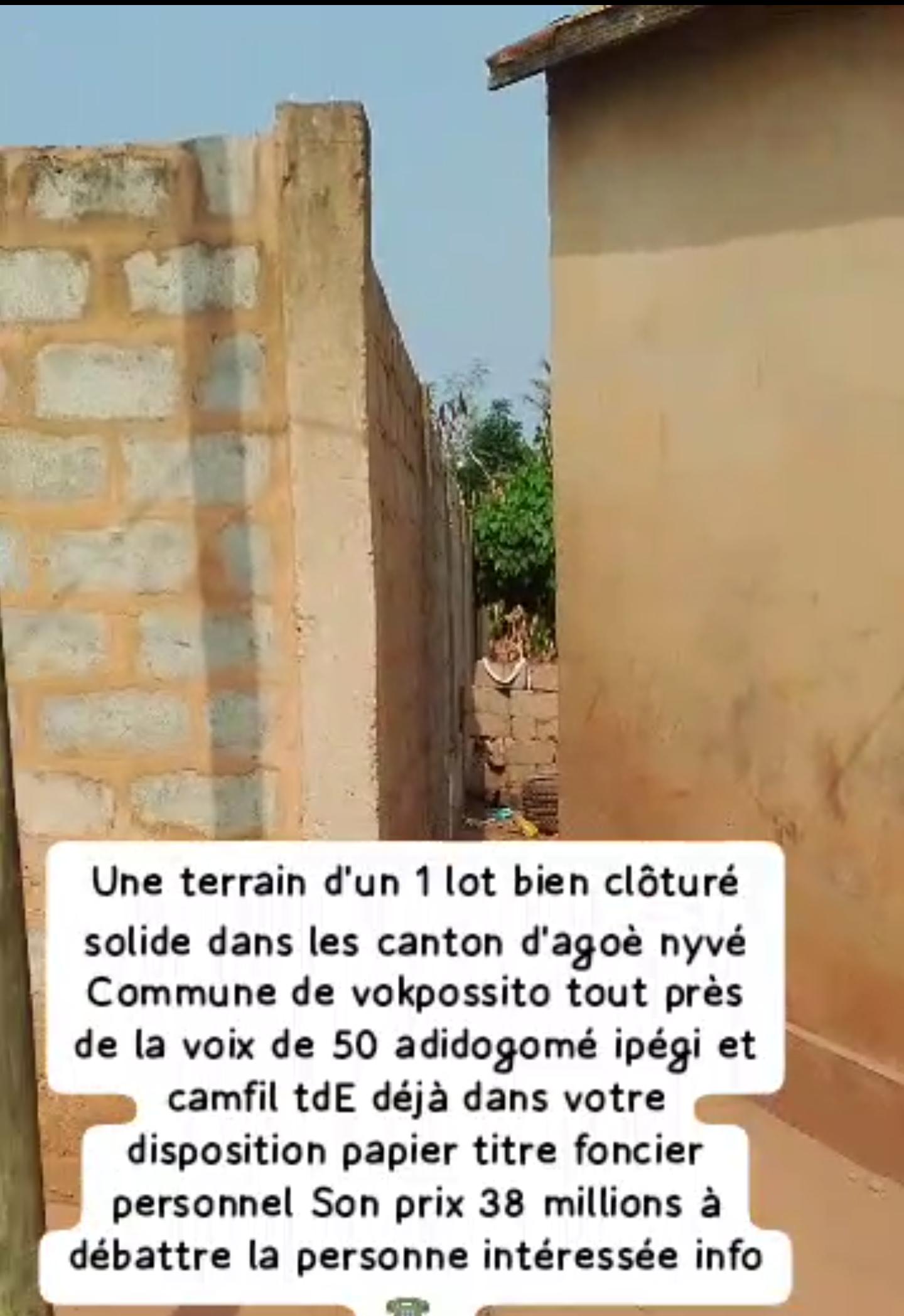 Terrain 1 lot en vente à Vakpossito – 38 millions FCFA