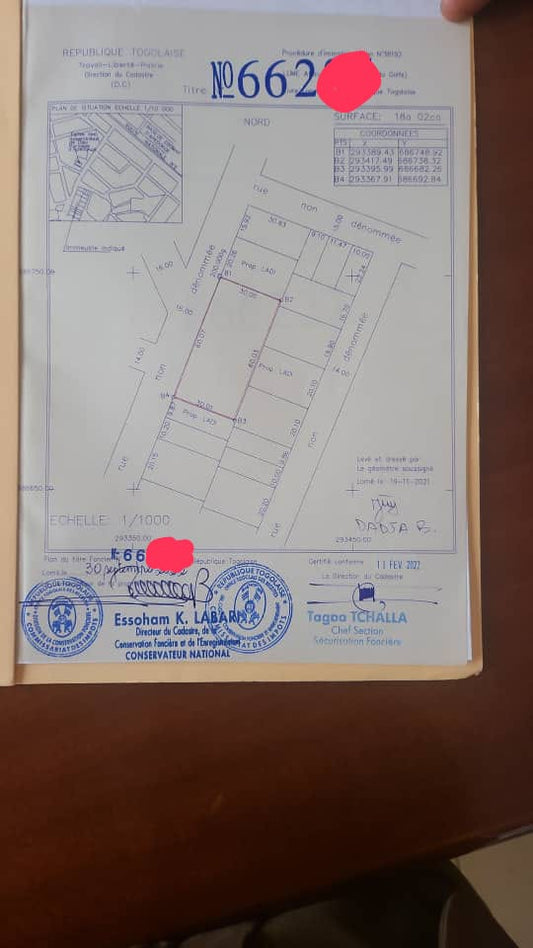 Terrain de 1200 m² en vente à Adidogomé – 100 millions FCFA