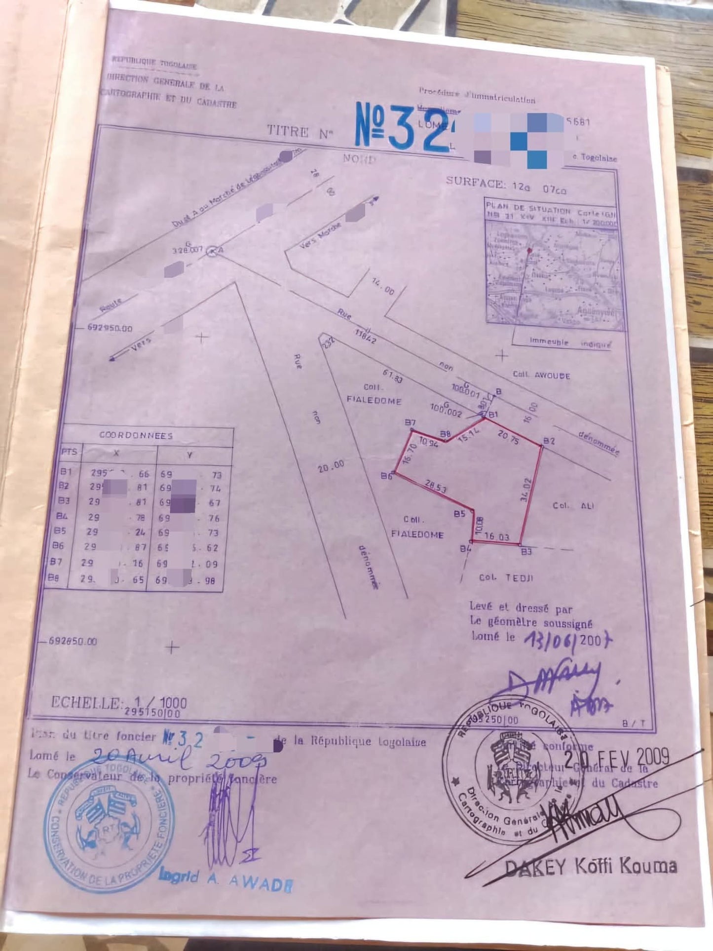 Terrain de 340 m² en vente à Legbassito – 15,5 millions FCFA