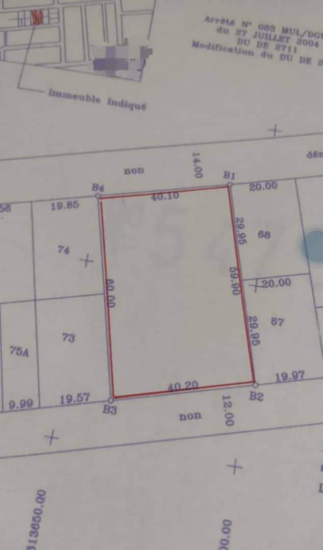 Terrain de 4 lots en vente à Baguida – 75 millions FCFA le lot