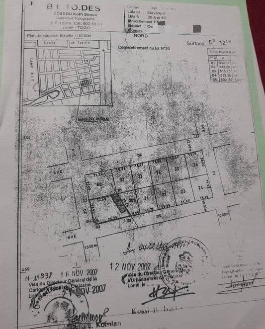 Terrain de 512 m² en vente à Tokoin Élavanyo – 65 millions FCFA