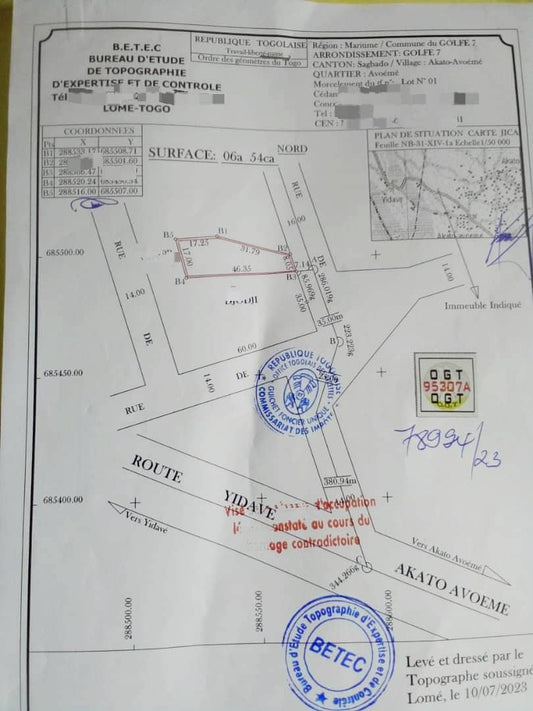 Terrain 1 lot en vente à Akato Lycée Candide – 12 millions FCFA
