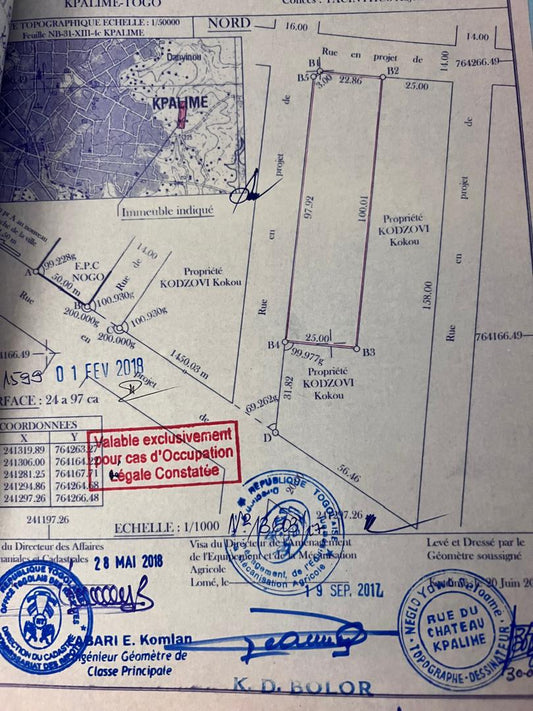 Terrain à vendre à Kpalimé – 20 millions FCFA