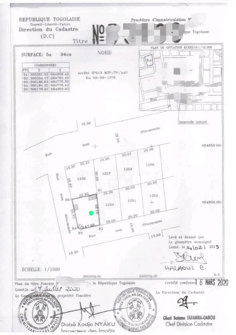 Terrain 1 lot en vente à Agbalépédo (BOMACO) – 75 millions FCFA