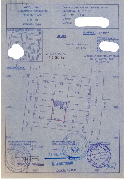 Terrain de 693 m² en vente à Totsi – 57 millions FCFA