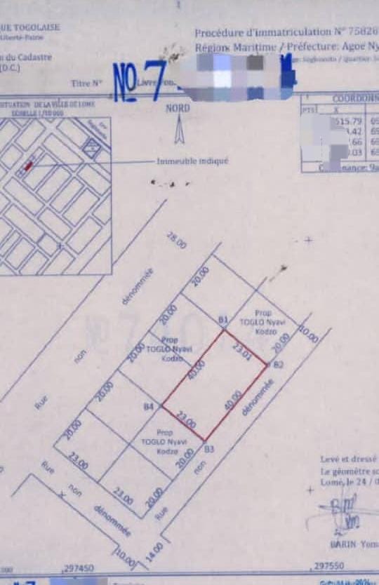 Terrain de 900 m² en vente à Agoè Sogbossito – 42 millions FCFA