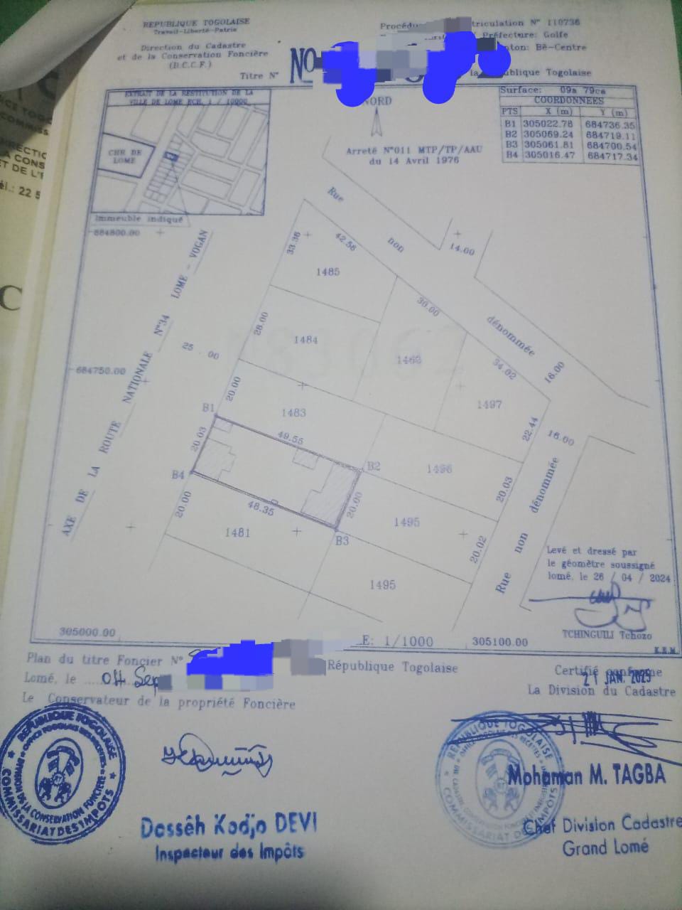 Terrain de 2 lots en vente en bordure de goudron à Kégué – 230 millions FCFA