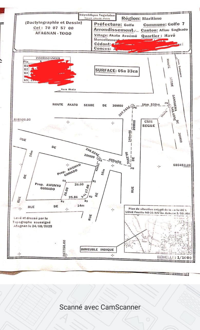 Terrain de 600 m² en vente à Akato Voeme – 10 millions FCFA
