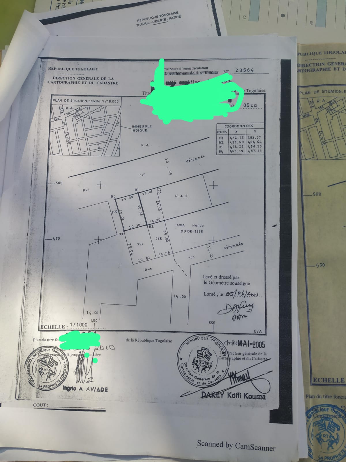 Terrain de 1 lot en vente en angle de rue à Adidogomé Yokoe – 55 millions FCFA