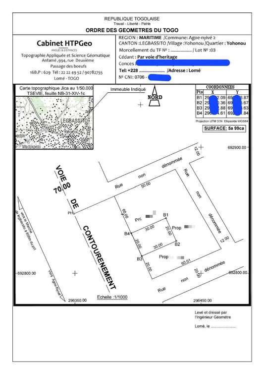 Terrain non bâti en vente en bordure de goudron à Agoè Légbassito Opéra – 90 millions FCFA