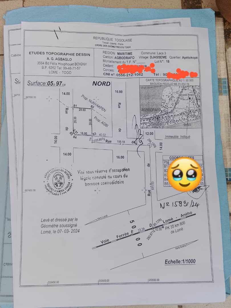 Terrain 1 lot en vente à Agbodrafo Djassémé – 12 millions FCFA