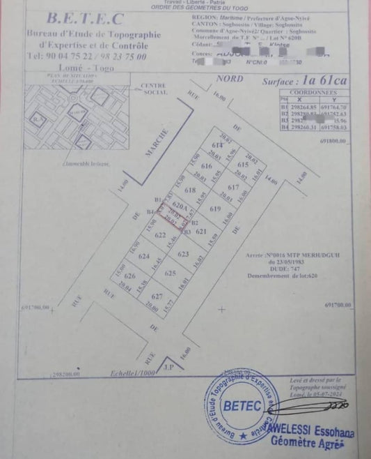 Terrain à vendre à Agoè Sogbossito – 8 Millions FCFA