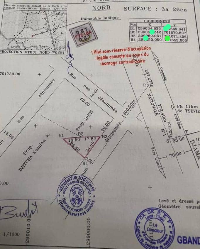 Terrain de plus d'un demi lot en vente à Adétikopé – 4 millions FCFA