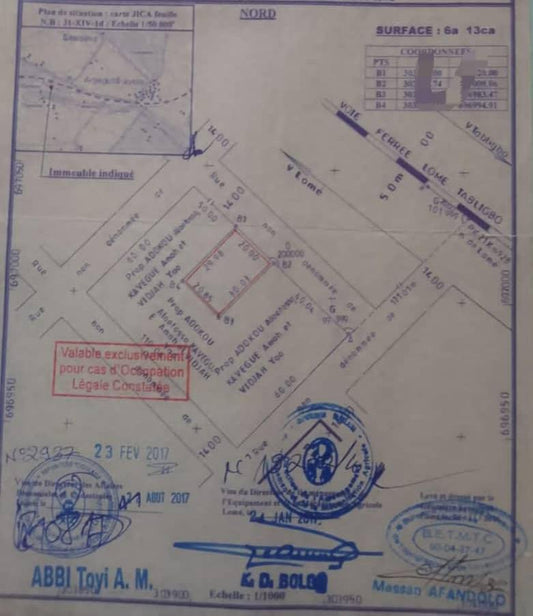 Terrain de 613 m² en vente à Adetikopé Kpota Vé – 17 millions FCFA