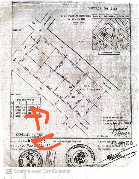 Terrain 1 lot en vente à Agoè Sogbossito proche du goudron – 33 000 000 FCFA
