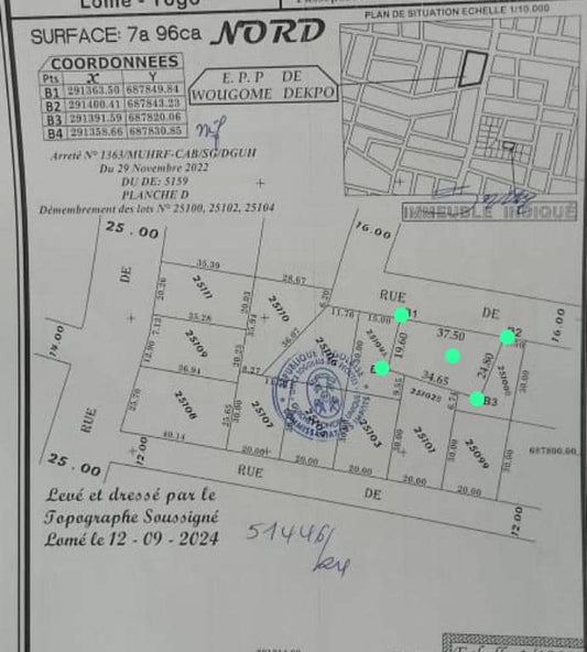 Terrain de 796 m² en vente à Zanguera – 25 millions FCFA