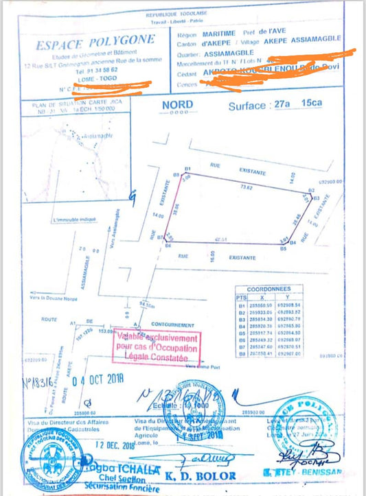 Terrain à vendre à Aképé – 12 Millions FCFA le lot
