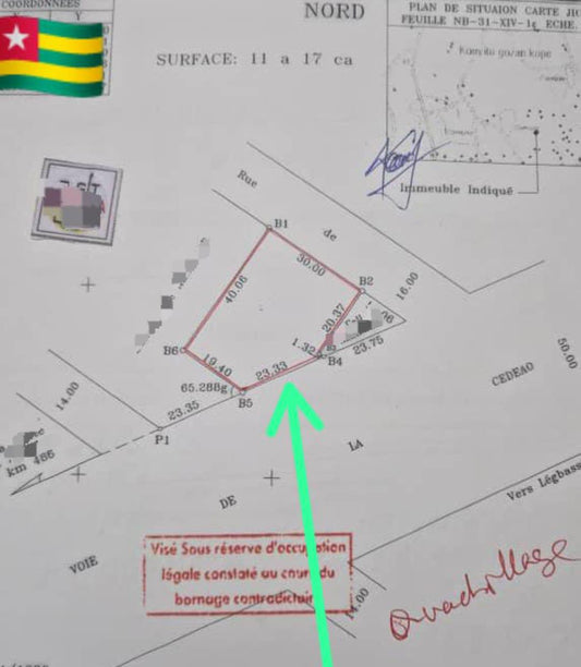 Terrain de 2 lots en vente en bordure du goudron à Agoè Légbassito – 45 millions FCFA