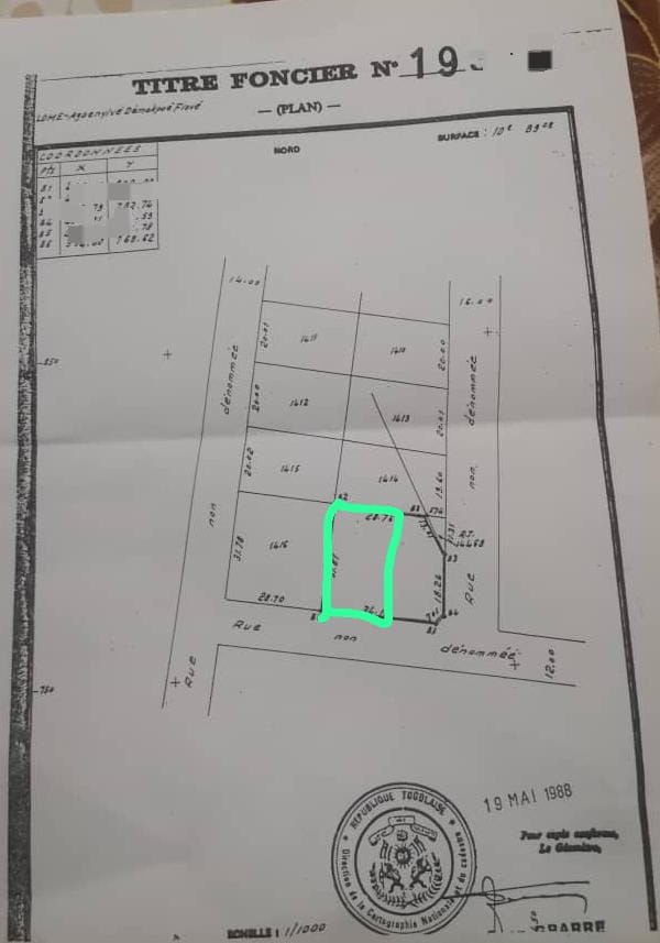 Terrain 1 lot en vente à Agoè Assiyéyé – 42 millions FCFA