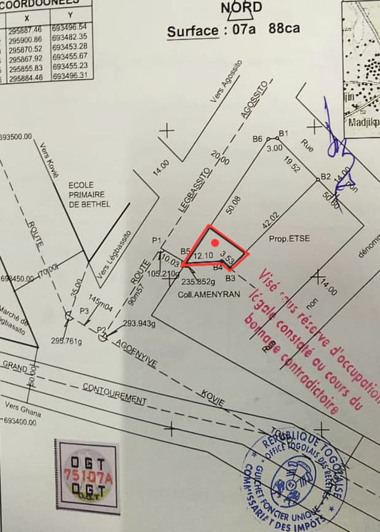 Terrain de 150 m² en vente à Légbassito face marché – 9 millions FCFA