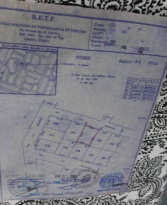 Terrain de 600 m² en vente à Hédzranawoé – 65 millions FCFA
