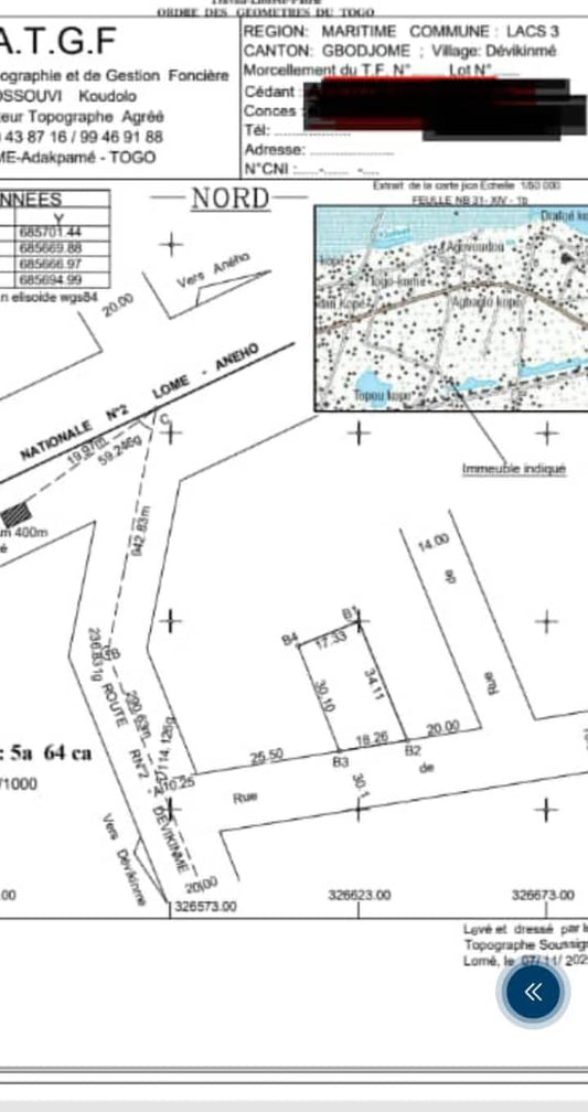 Terrain de 600 m² en vente à Agovoudou - Devikeimé, côté plage et lac – 6,5 millions FCFA