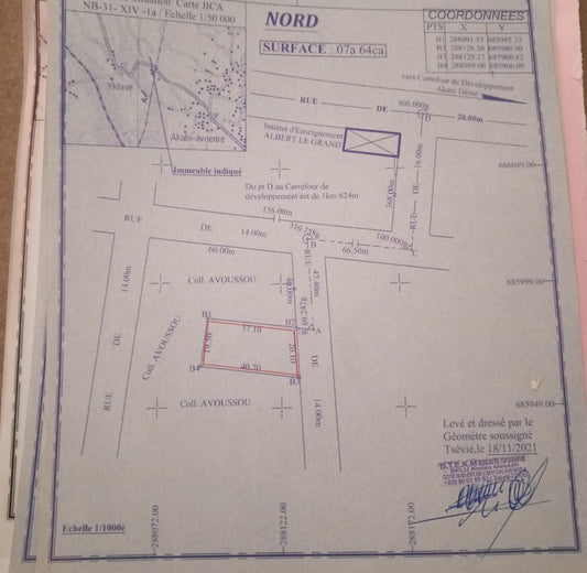 1 LOT 1/4 À VENDRE À ADIDOGOMÉ AKATO DJIGBÉ – PROCHE DE L’ÉCOLE ALBERT LE GRAND – 20 MILLIONS NÉGOCIABLE – AVIS FAVORABLE