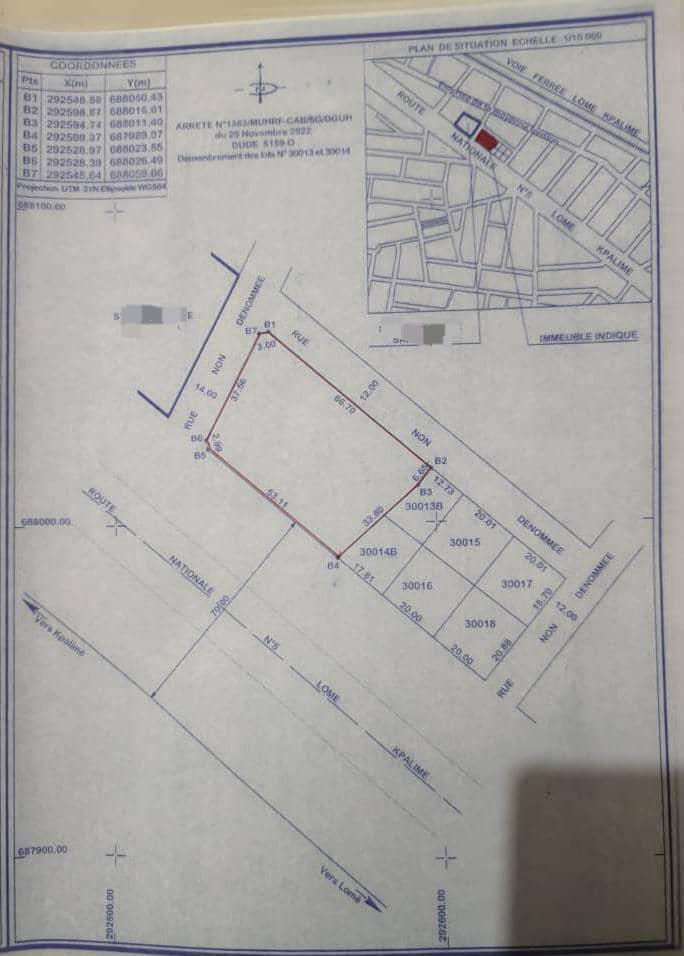 Terrain de 2526 m² en vente en bordure de goudron à Zanguéra – 80 millions FCFA le lot