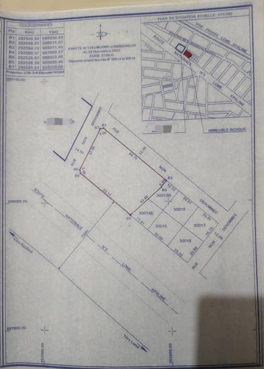 Terrain de 2526 m² en vente en bordure de goudron à Zanguéra – 80 millions FCFA le lot