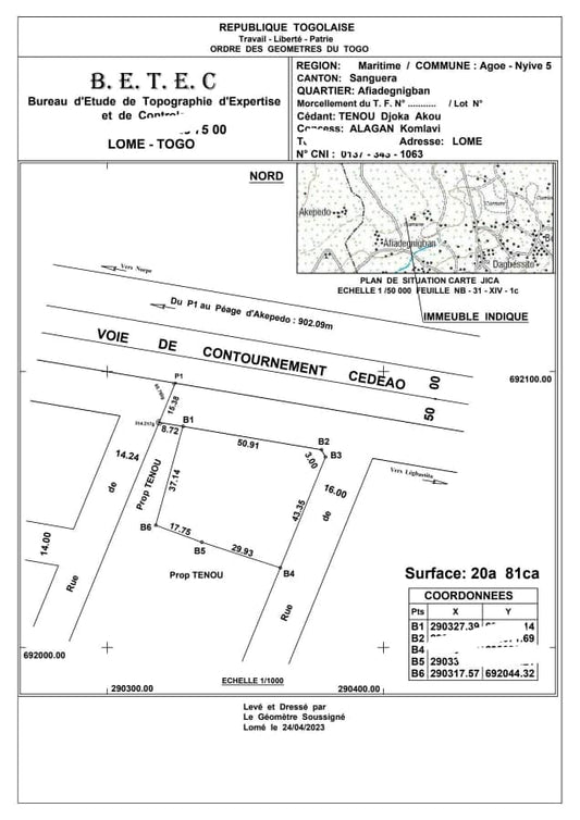Terrain de 2 lots en vente à Zanguéra Afiadégnigban – 50 millions FCFA