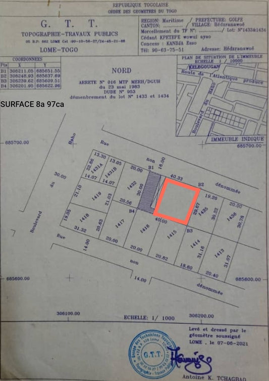 Terrain de 900 m² en vente à Kégué Tingah – 150 millions FCFA