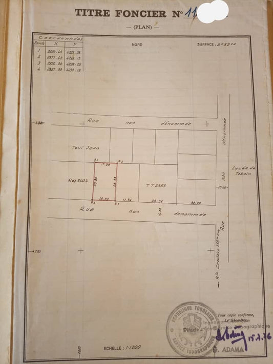Terrain de 600 m² en vente à Tokoin Soted – 85 millions FCFA