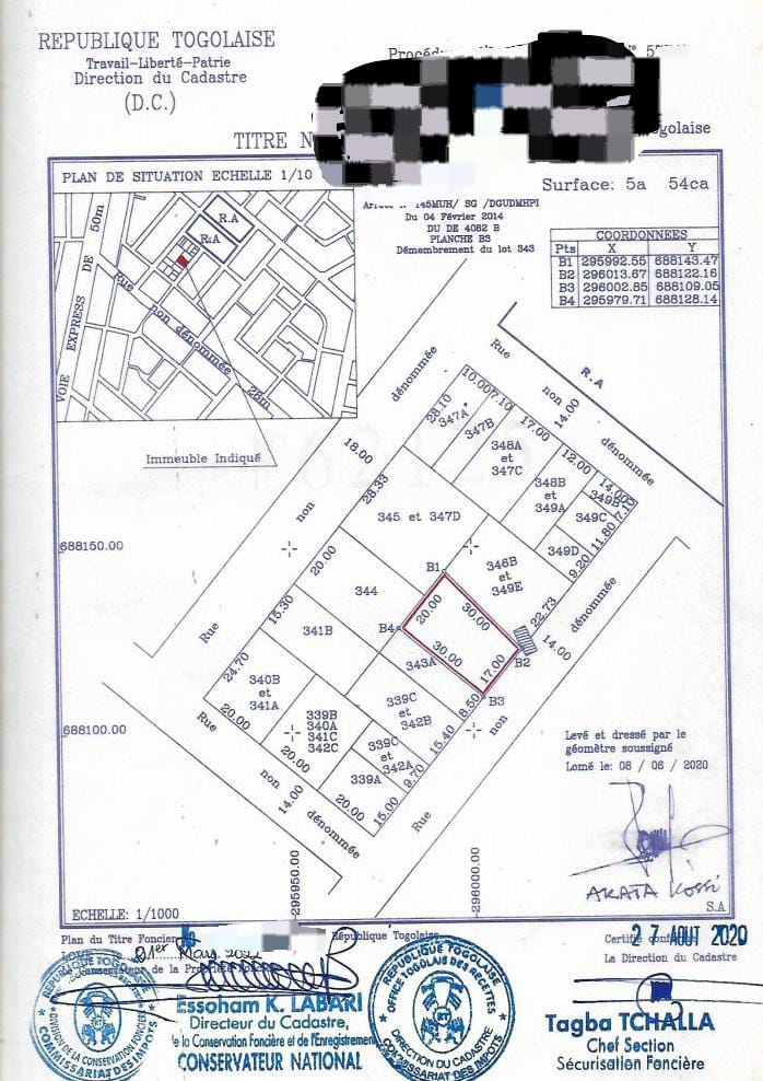 Terrain en vente à Agoè Vakpossito – 26 millions FCFA