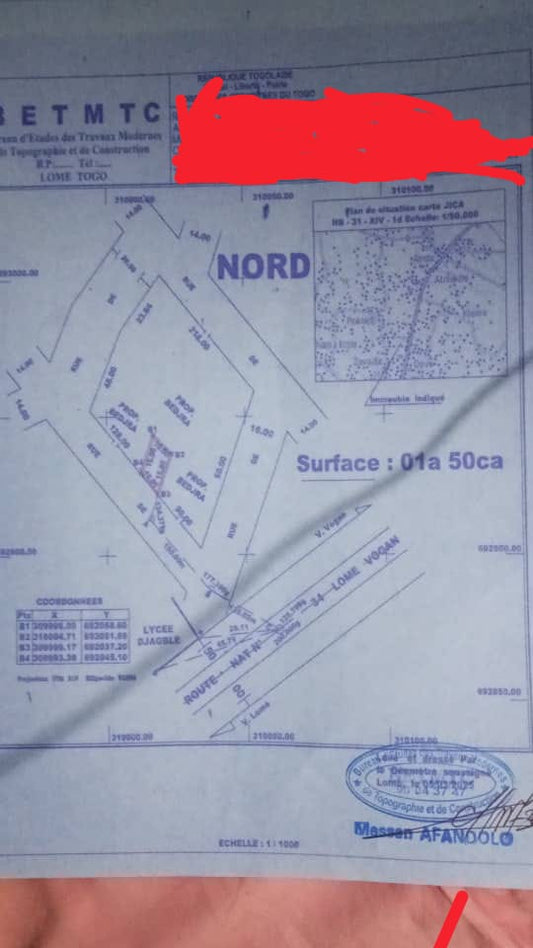 Terrain en vente à Djagblé – 6 millions FCFA