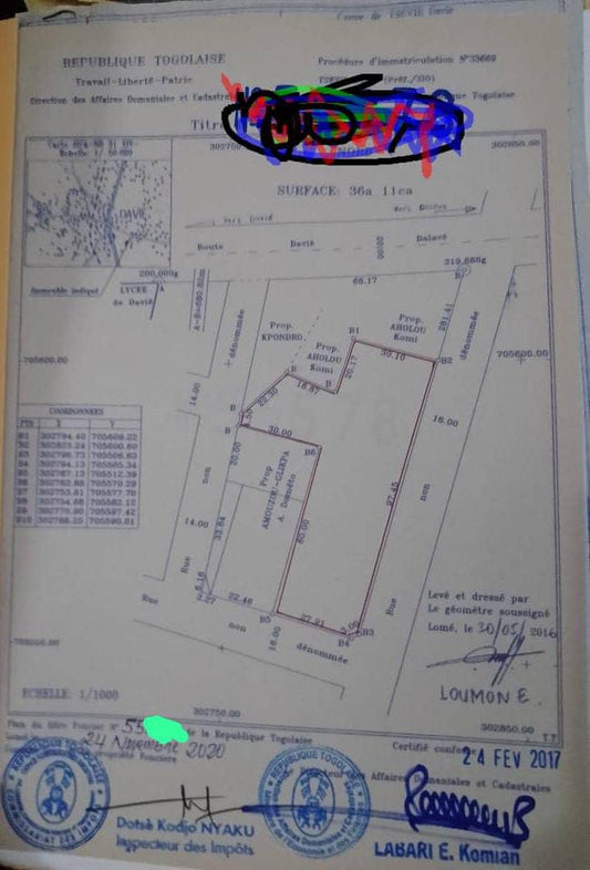 Terrain de 6 lots en vente à Davié – 9 millions FCFA le lot