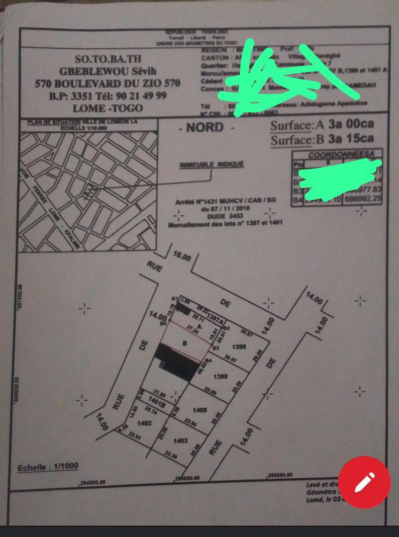 Terrain d'un demi-lot à vendre à Adidogomé Carrefour Aised – 15 millions FCFA