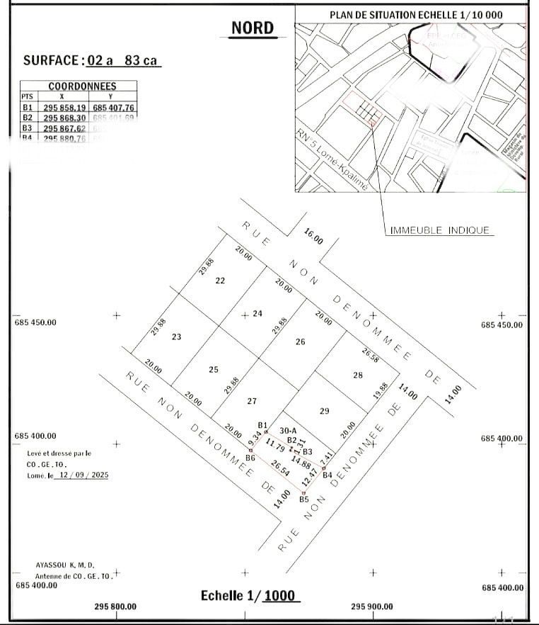 Terrain à vendre à Adidogome – 20 Millions FCFA