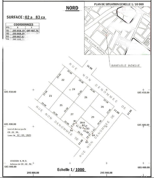 Terrain à vendre à Adidogome – 20 Millions FCFA