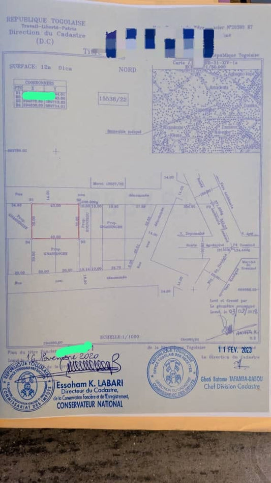 Terrain de 2 lots en vente à Zossimé – 60 millions FCFA