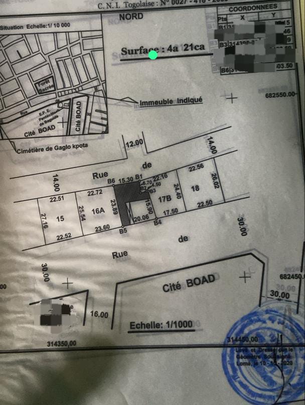 Terrain 3/4 de lot à vendre à Baguida – 37 millions FCFA