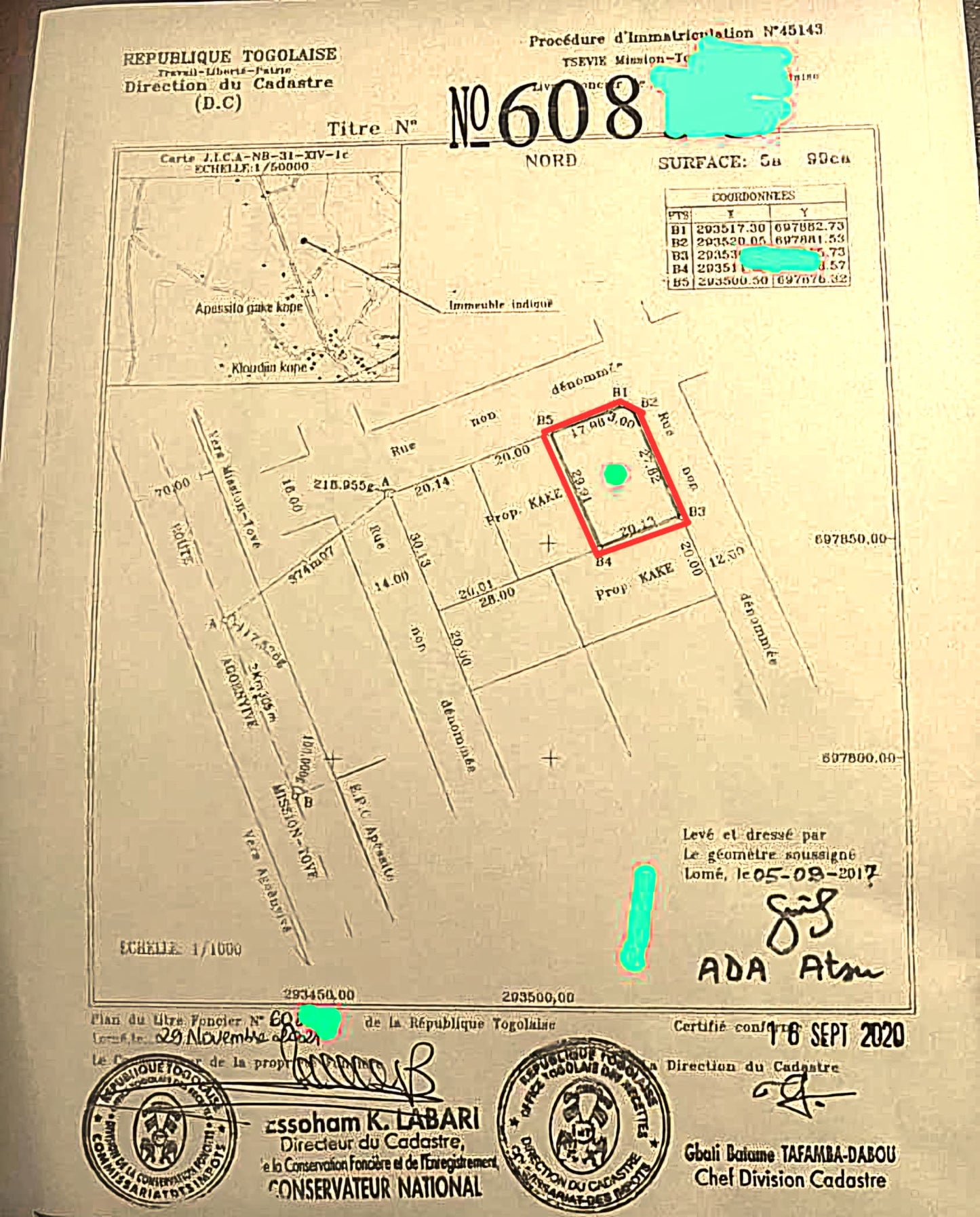 Terrain de 599 m² en vente à Apessito quartier la paix – 16 millions FCFA