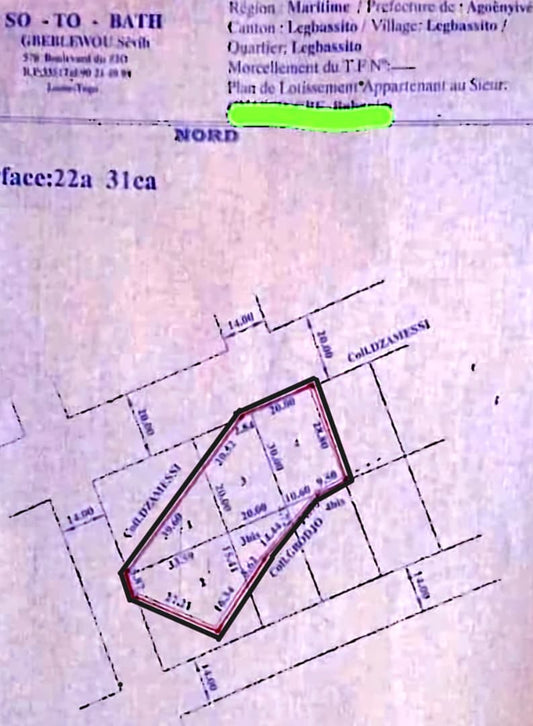 Terrain à vendre à Légbassito – 35 Millions FCFA