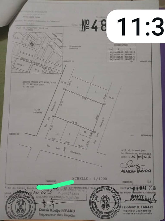 Terrain de 1800 m² en vente à Adidogomé Sagbado – 45 millions FCFA