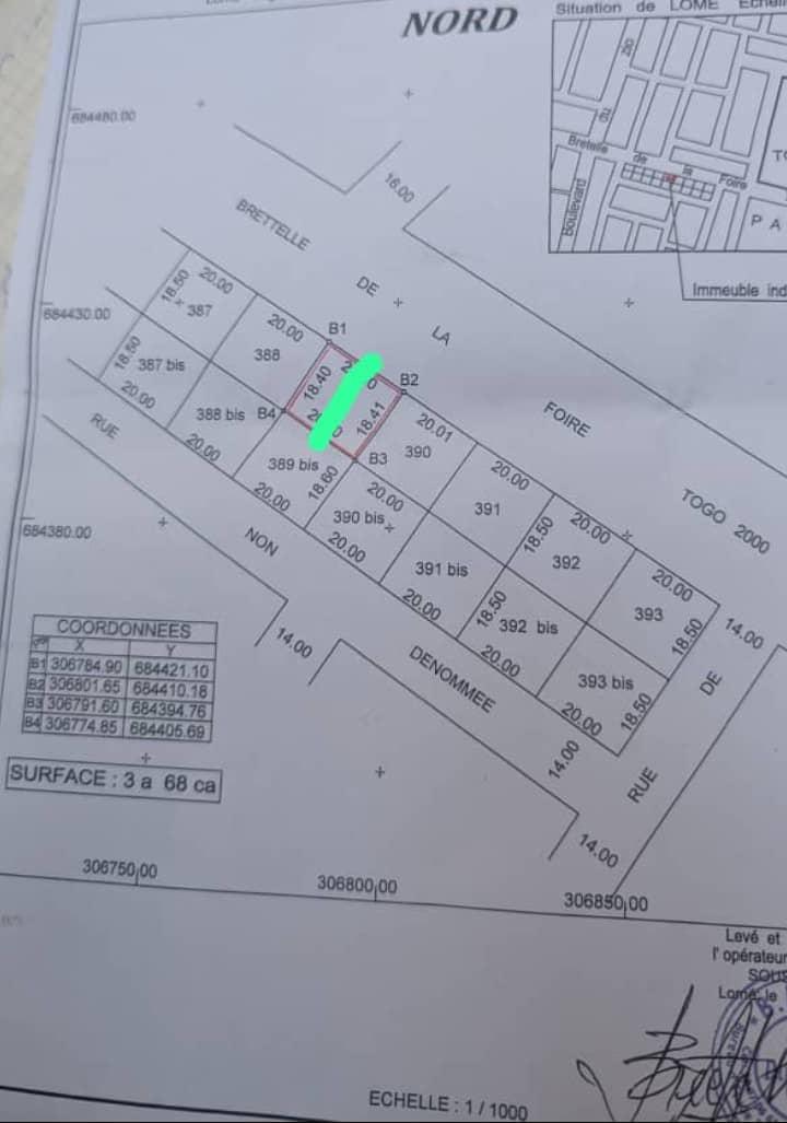 Terrain en bordure du boulevard de FTF - Togo 2000 en vente - 50 millions FCFA