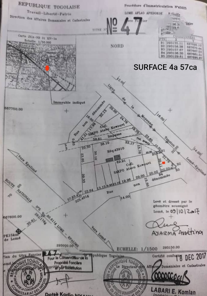 Terrain à vendre en angle de rue à Adidogomè Atilamonou – 30 millions FCFA