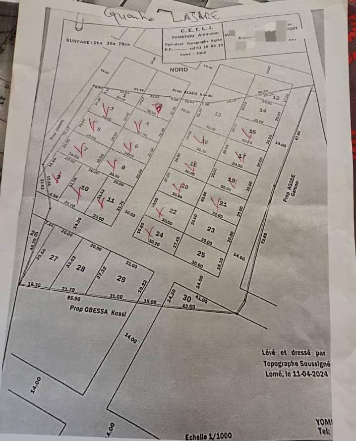 Terrain en vente à Davié – 6 millions FCFA