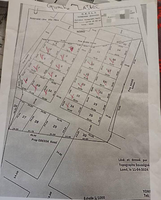 Terrain en vente à Davié – 6 millions FCFA