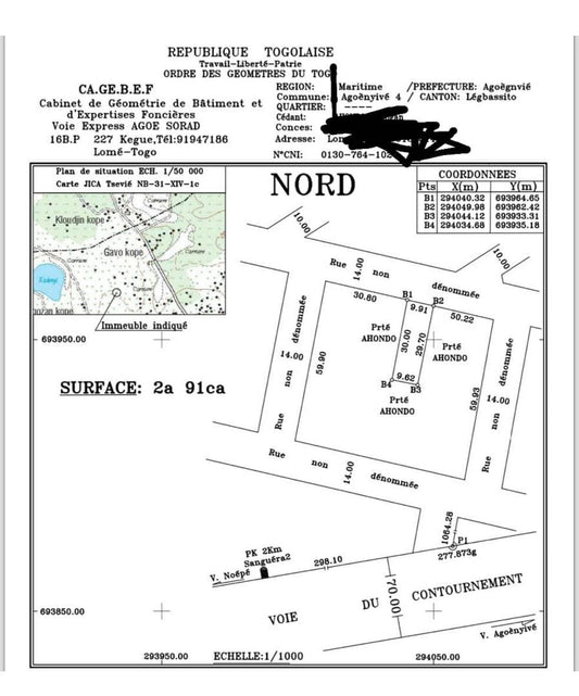 Terrain demi lot en vente à Legbassito – 12 000 000 FCFA
